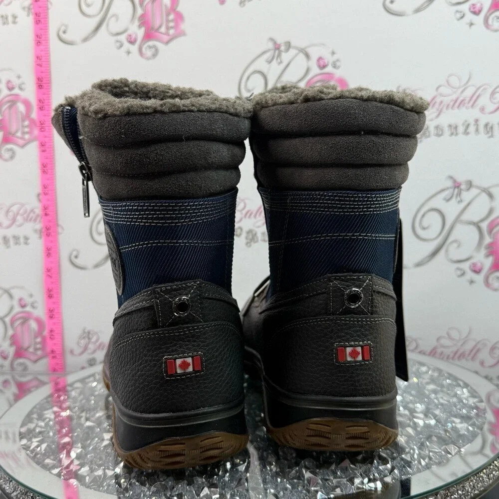 Pajar waterproof boots Navy and Charcoal Lace-Up Winter Boot with Brown Sole